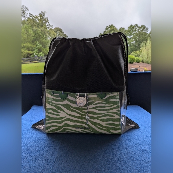 Michael Kors Hamilton Small Green Zebra Print Women's Bag - Picture 6 of 8